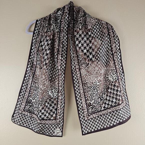 Oscar de la Renta Accessories - Vintage Animal Print Abstract Geometric Leopard Silk Oscar De La Renta Scarf